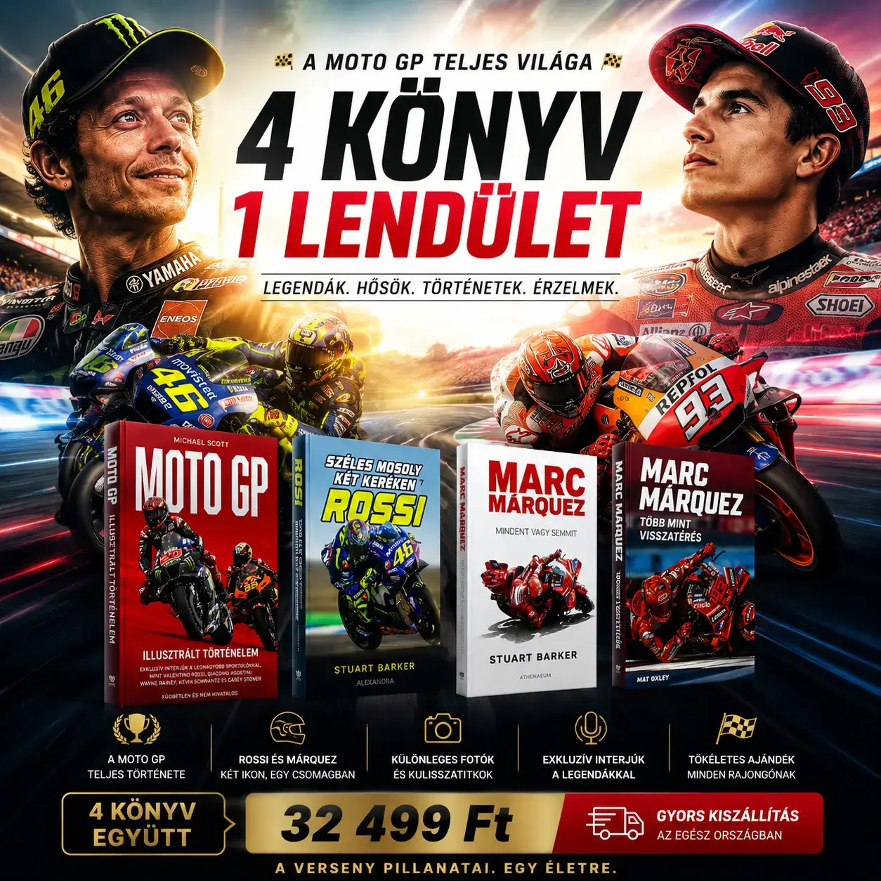 MotoGP könyvek. Valentino Rossi. Marc Márquez.